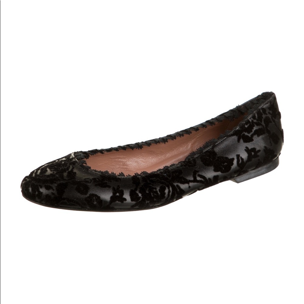 Red Valentino Leather-Velvet round Toe flats
